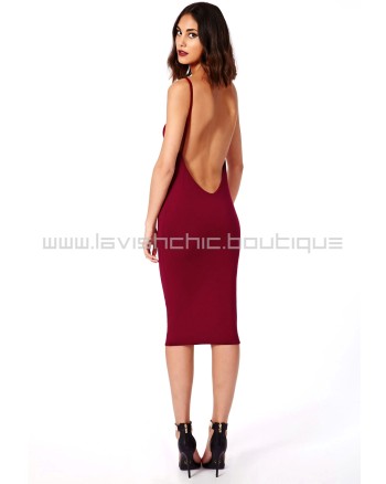 Low Back Strappy Midi Dress Oxblood